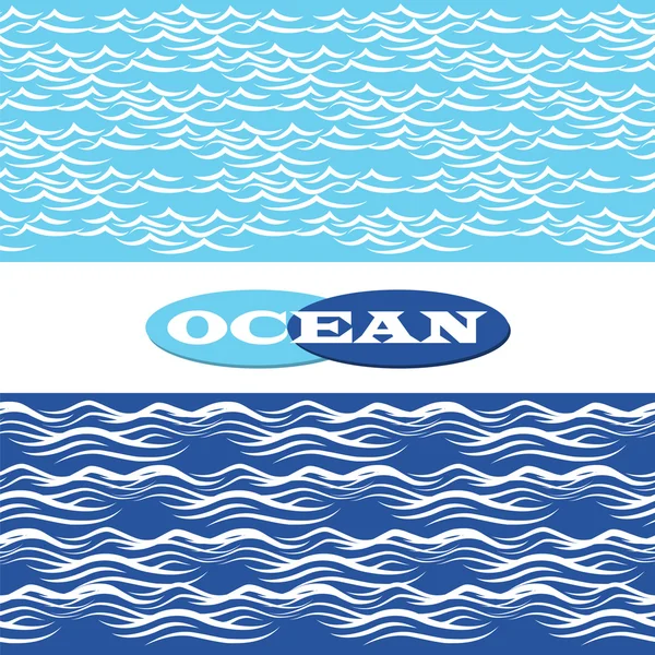 Ocean waves seamless borders — Stock Vector