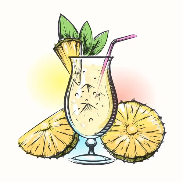 Pina colada tropische cocktail — Stockvector