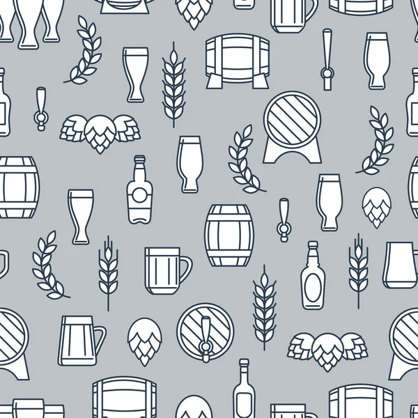 Beer seamless pattern with flat element — Stock Vector