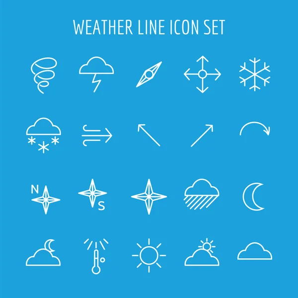 Lijn met normale blauwe en witte weerpictogram — Stockvector