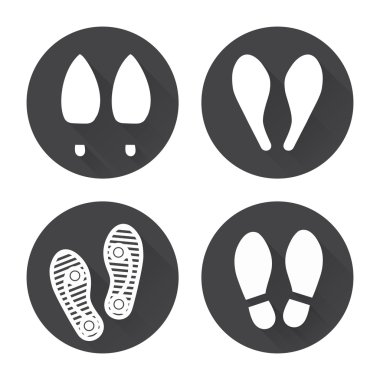 Flat footprint icons set clipart