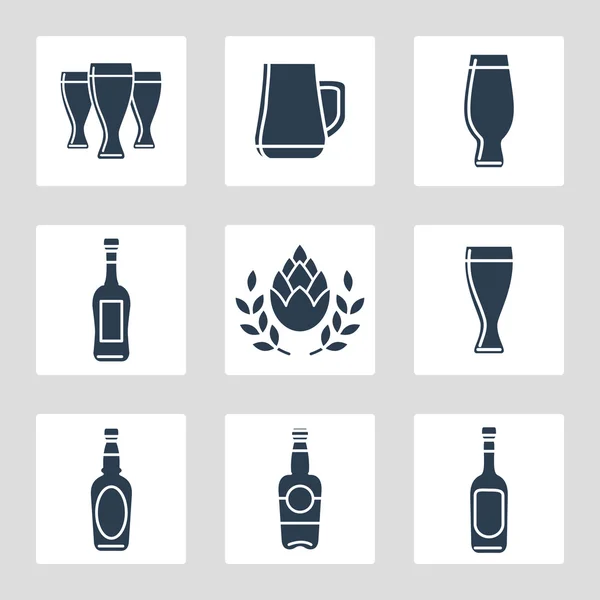 Cerveza iconos vector conjunto — Vector de stock