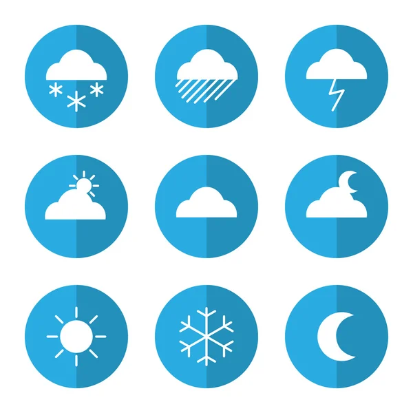 Icona meteo impostata con nuvole — Vettoriale Stock