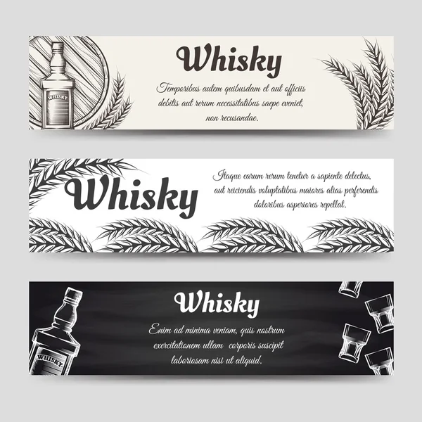 Ensemble de bannières horizontales pour whisky — Image vectorielle