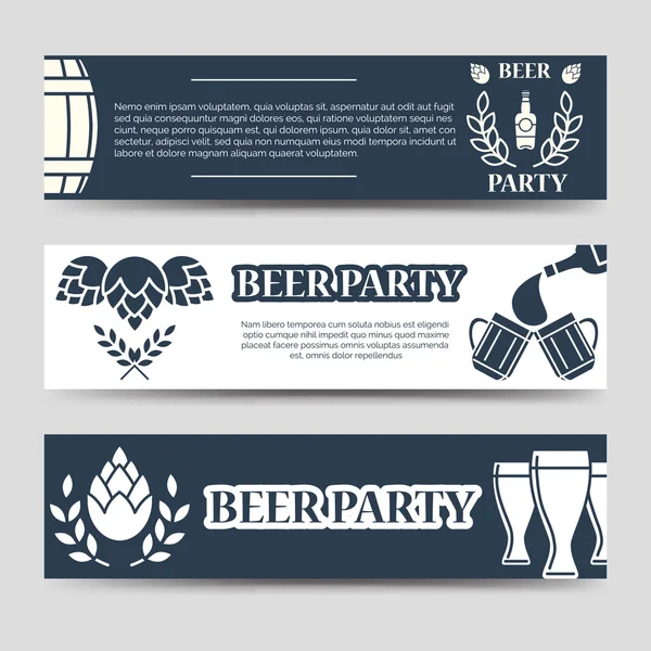 Web banners conjunto modelo de festa de cerveja — Vetor de Stock
