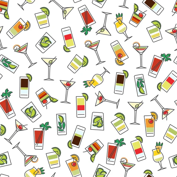 Seamless mönster med färgglada drinkar — Stock vektor