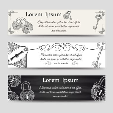 Vintage anahtar ve kilitleri yatay Banner