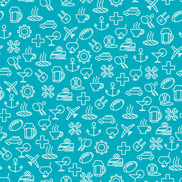 Seamless pattern with travel line icons — Stock Vector