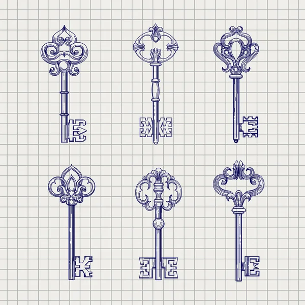 Set of sketch ornamental keys — Stock Illustration Set of sketch ornamental keys Royalty Free Stock Vectors