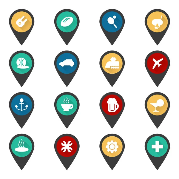 Signo de navegación con iconos de viaje planos — Vector de stock