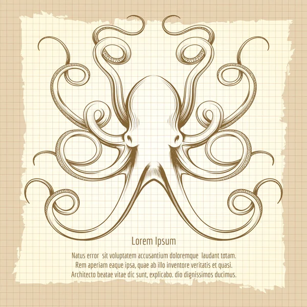 Illustration vectorielle poulpe vintage — Image vectorielle