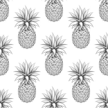 Siyah ve beyaz ananas seamless modeli