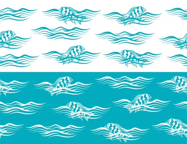 Ocean seamless borders — Stock Vector