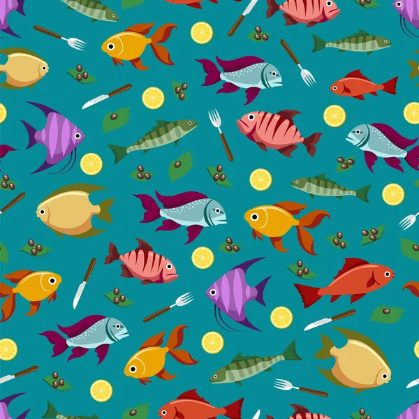 Motif sans couture avec des poissons — Image vectorielle