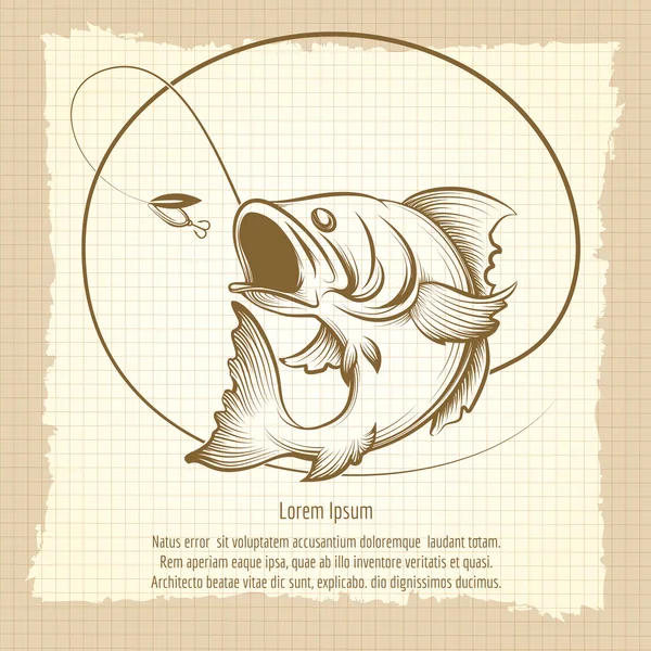 Design des Fischereivereins-Emblems — Stockvektor