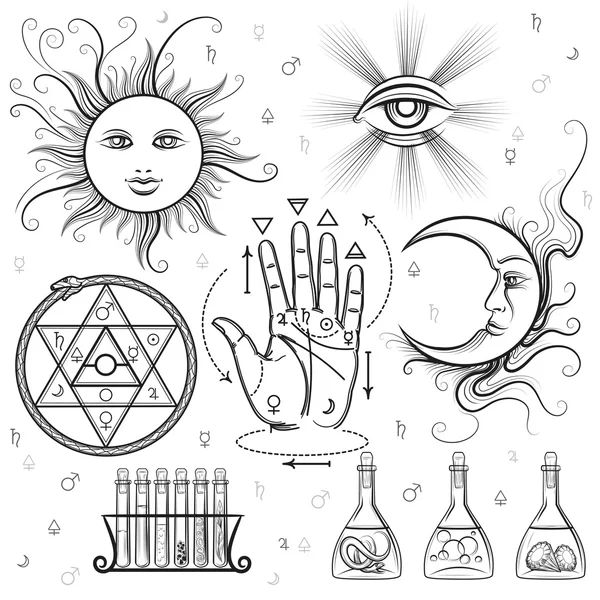 Signos esotéricos símbolos vectoriales — Vector de stock