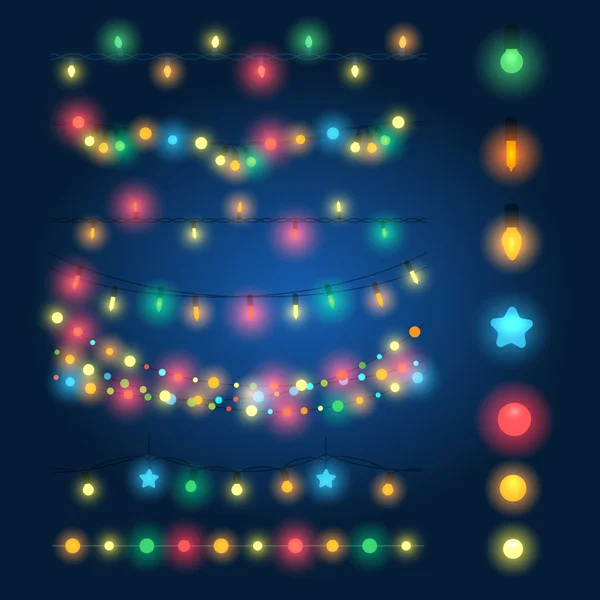 Lumières de corde de Noël — Image vectorielle