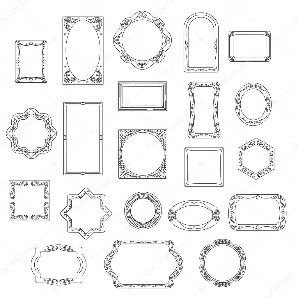 Doodle line frames set