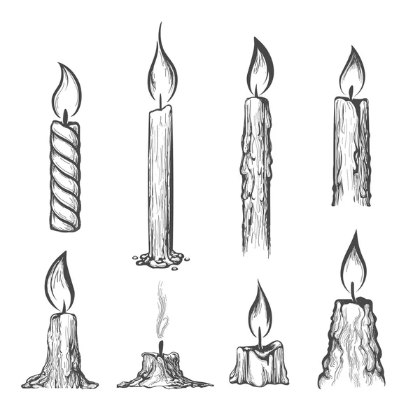 Kerze handgezeichnetes Set — Stockvektor