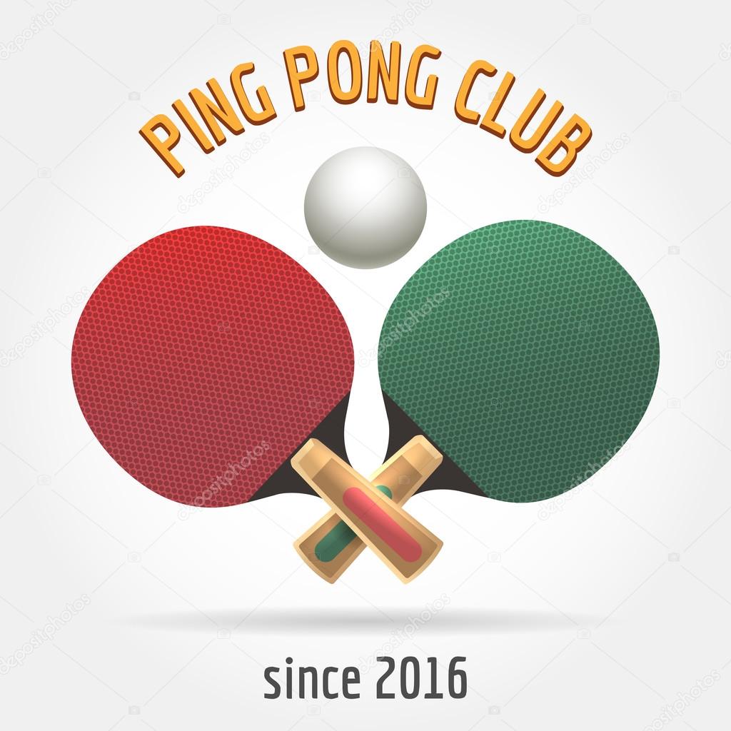 Table tennis retro logo or ping pong sport club vintage label vector