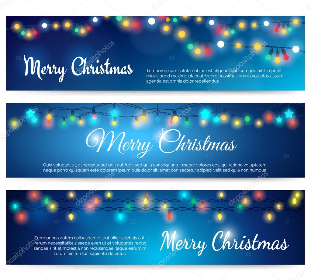Christmas blue banners with garland