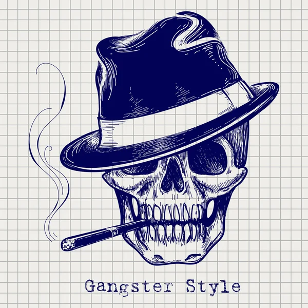 Esboço de crânio de gangster —  Vetores de Stock