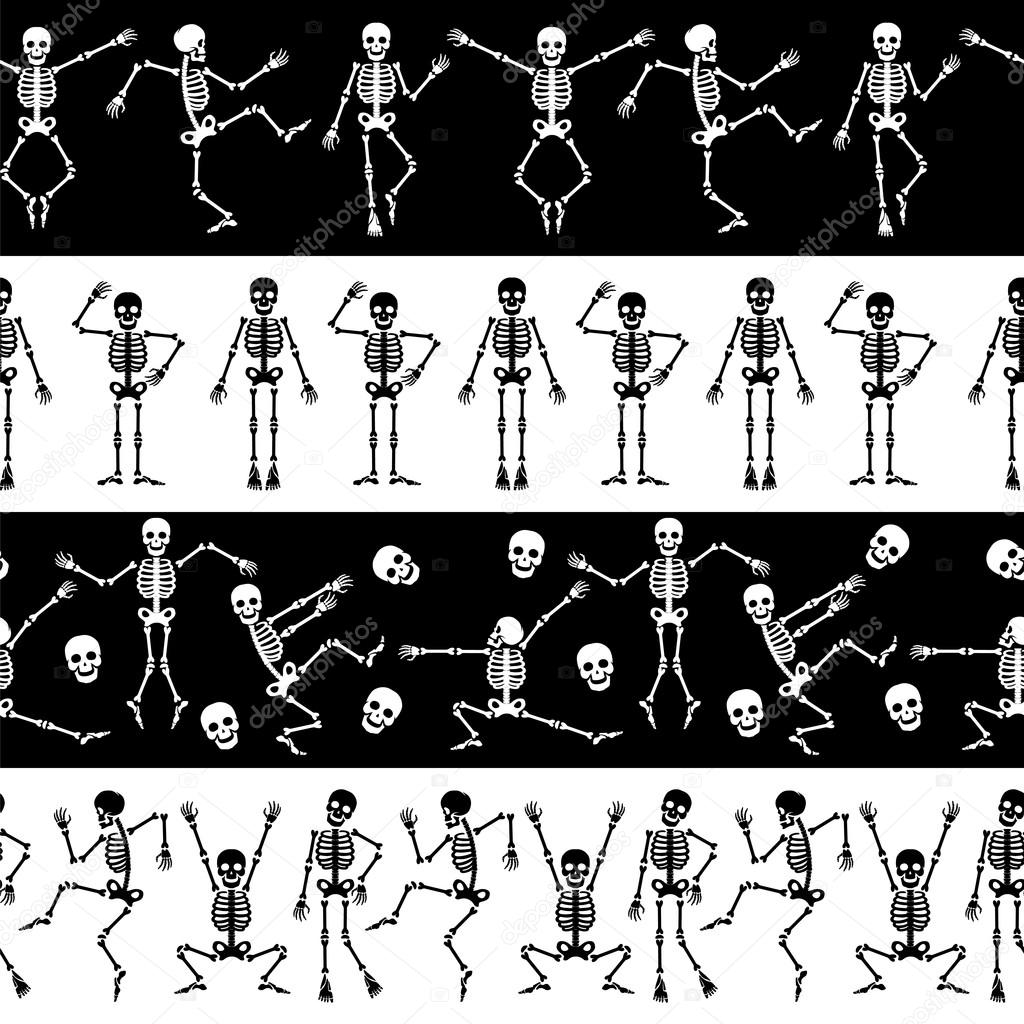 Dansing skeletons horizontal pattern