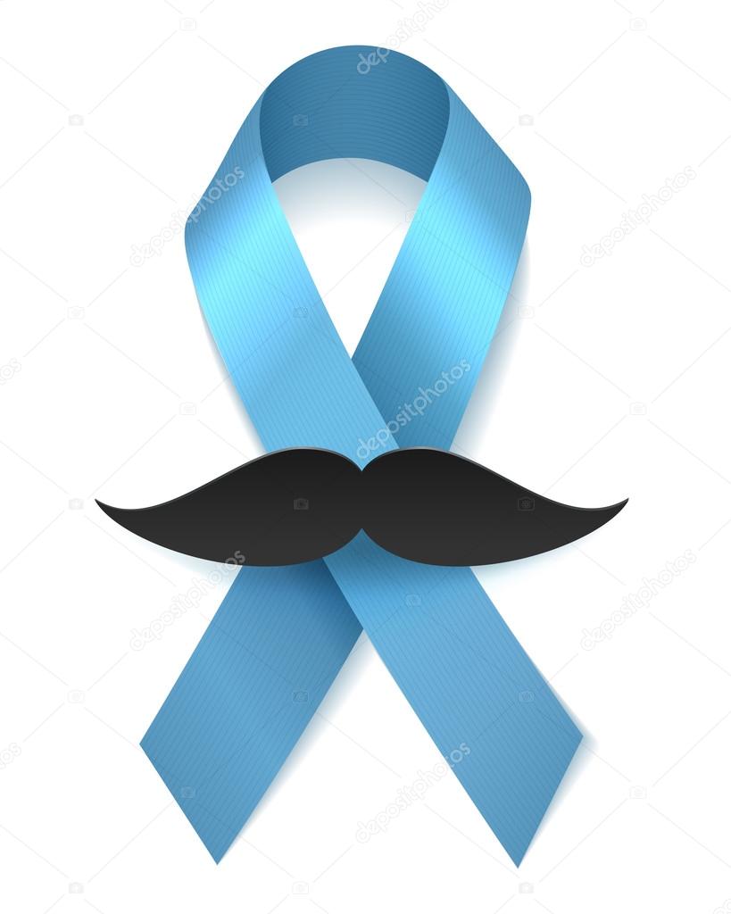 Man health blue ribbon with moustache