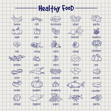 Sağlıklı gıda defter sayfasında ayarla