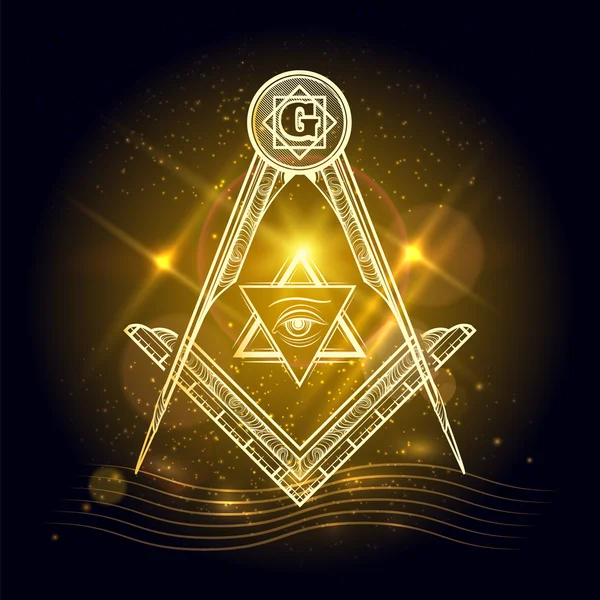 Freemasony sign on shining background — Stock Vector