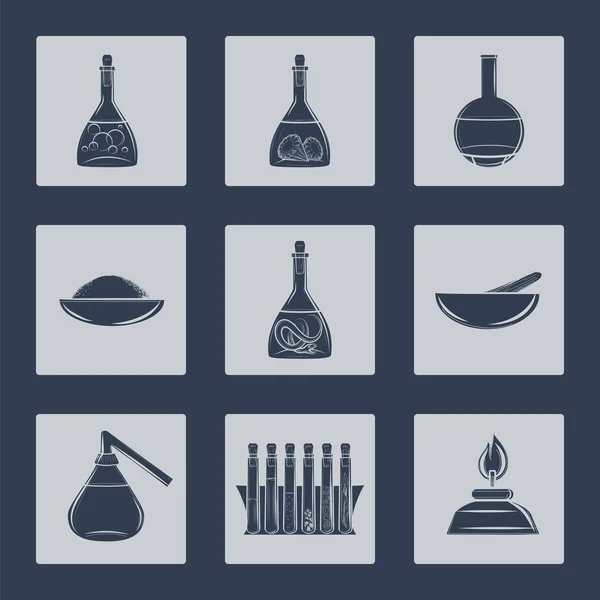 Science lab utrustning ikoner set — Stock vektor
