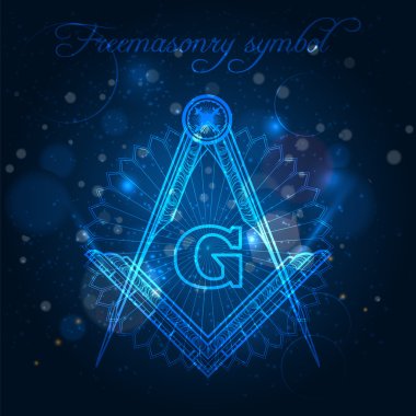 Mavi arka plan parlayan freemasony sembolü