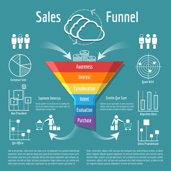 Sales funnel vector illustration