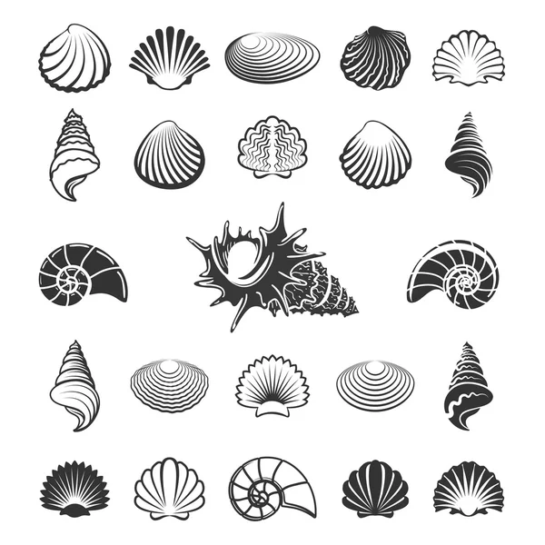 Sea shell silhuetter — Stock vektor