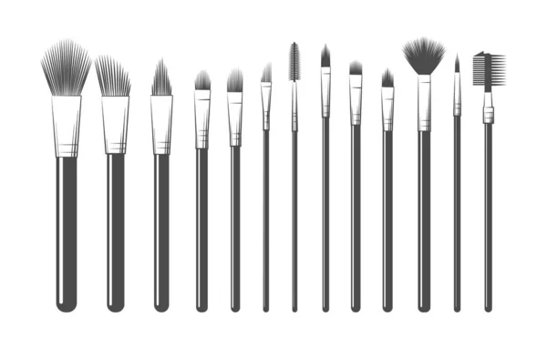 Makeup brushes kit sketch — Stock Vector