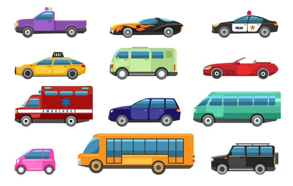 Autobús y coches objetos de diseño — Vector de stock