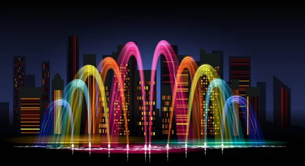 Ciudad agua iluminación espectáculo — Vector de stock