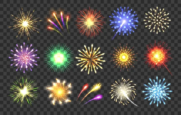 Illustrazione realistica dei fuochi d'artificio — Vettoriale Stock