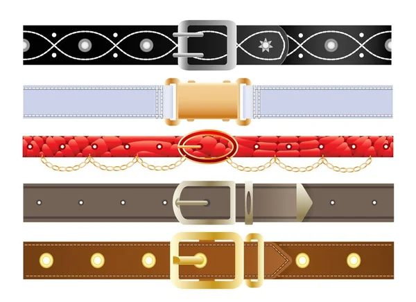 Lederen riemen met metalen gespen — Stockvector