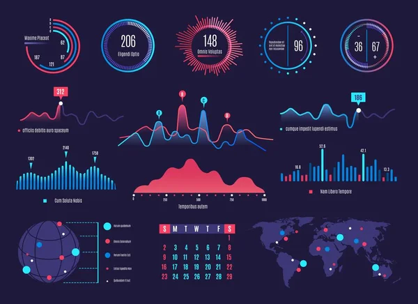 Modello di dashboard di monitoraggio — Vettoriale Stock