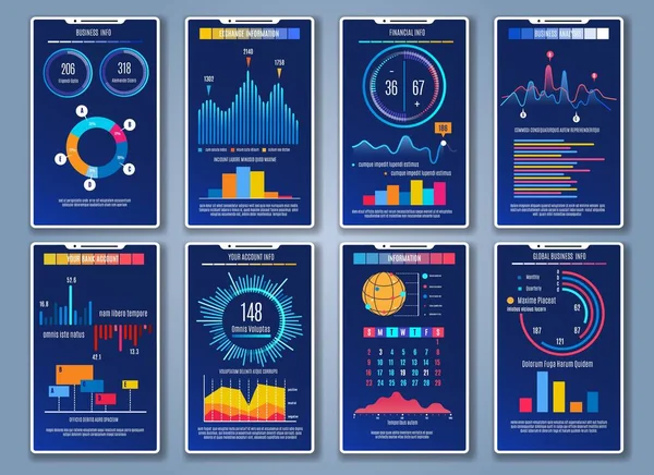 Schede grafiche mobili — Vettoriale Stock