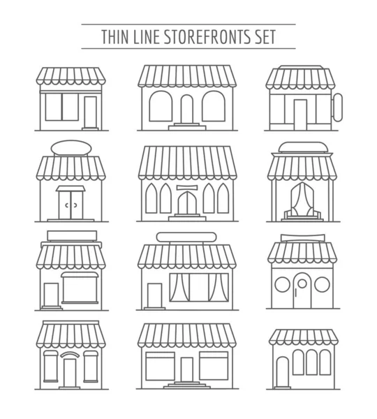 Linha de rua frentes de varejo — Vetor de Stock