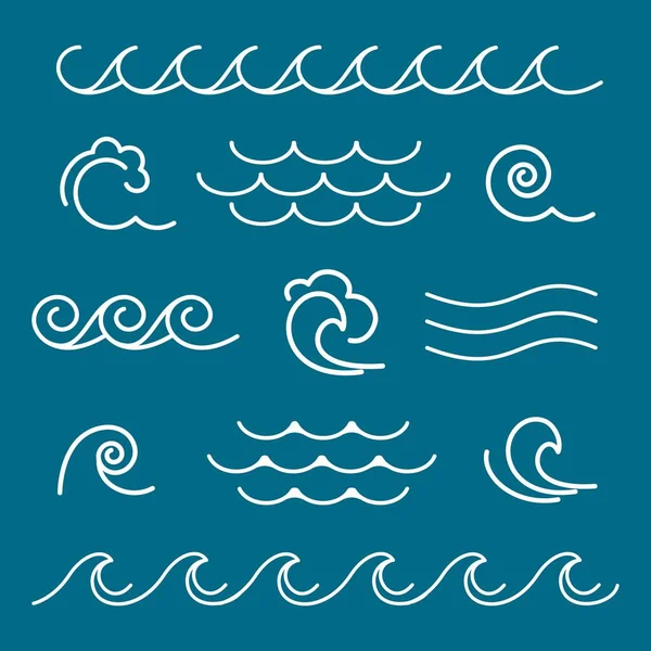 Gráficos de línea olas marinas — Vector de stock