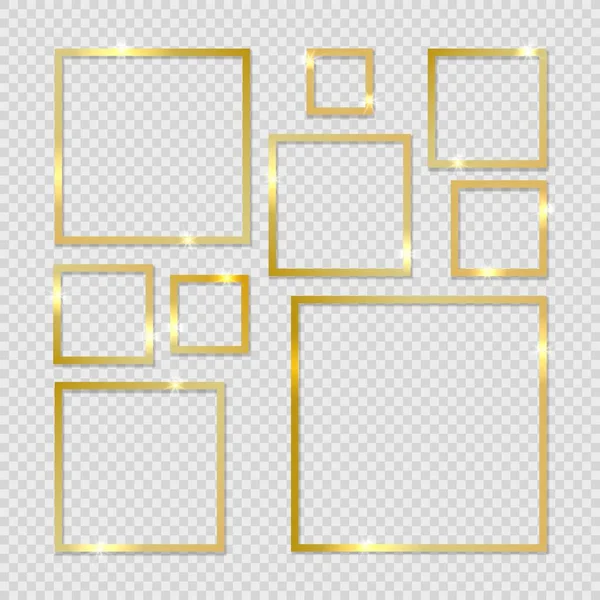 Квадратні золоті рамки — стоковий вектор