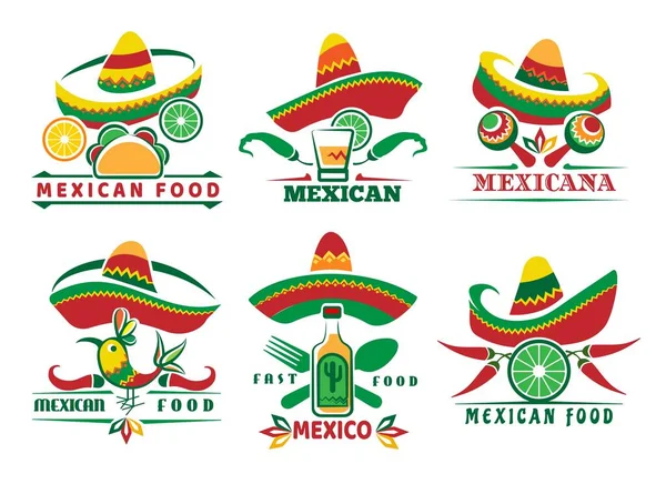 Conjunto de logotipo mexicano de comida rápida — Vector de stock