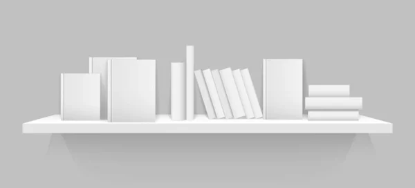 Biała półka na książki 3d — Wektor stockowy