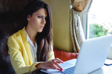 İşkadını laptop kullanıyor