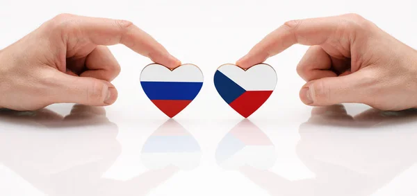 Koncepcja Przyjaźni Stosunków Dyplomatycznych Między Rosją Republiką Czeską Dwie Męskie — Zdjęcie stockowe