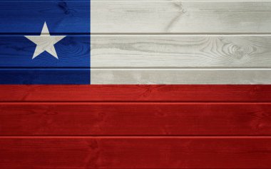 Eski ahşap yüzeyde Şili bayrağı.