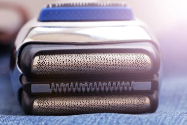 Elektrikli traş makinesi çok yakın, güzellik için makro nesne